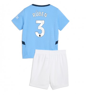 Manchester City Ruben Dias #3 Hemmaställ Barn 2024-25 Kortärmad (+ Korta byxor)